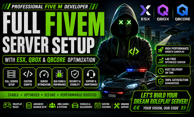 do full fivem server setup with esx qbcore optimization