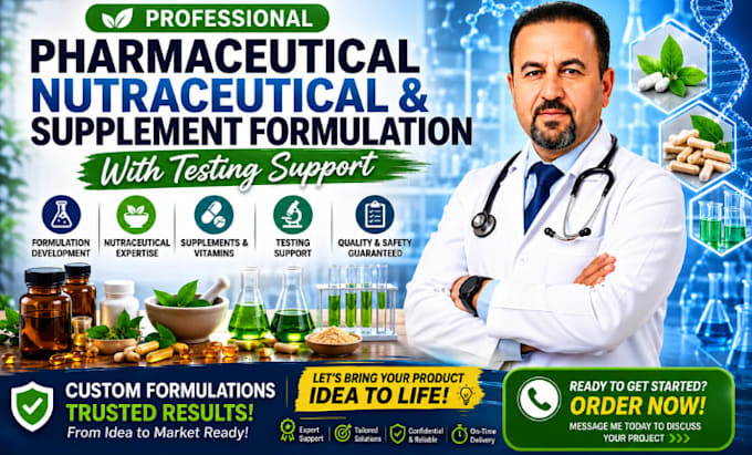 develop pharmaceutical nutraceutical and supplement formulation with testing