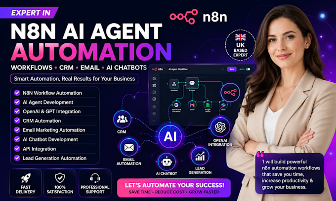 develop n8n ai agent automation workflow crm email and ai chatbot automation