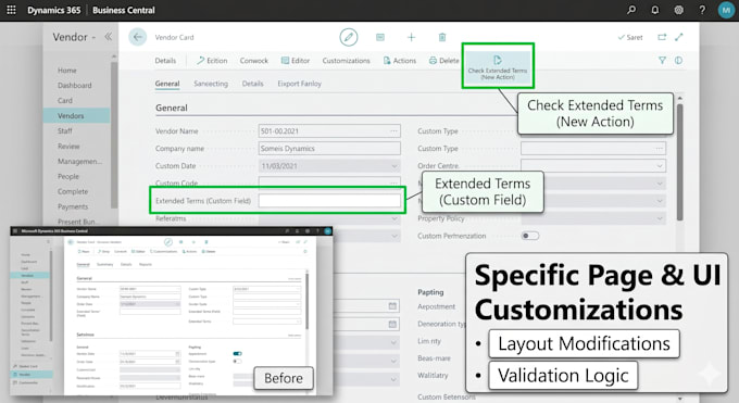 customize microsoft dynamics 365 business central pages and extensions