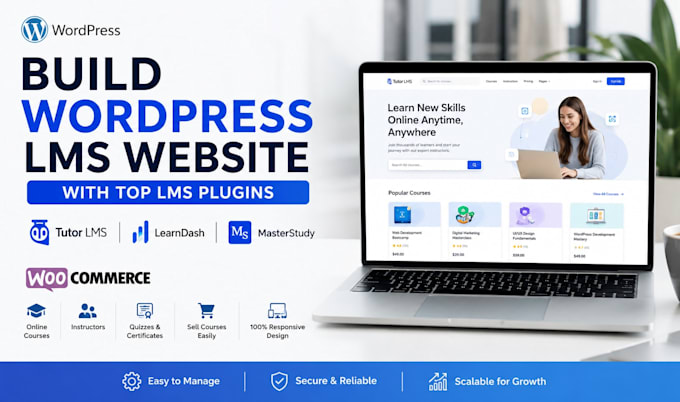build wordpress lms website with tutor lms learndash masterstudy and woocommerce