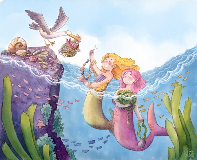 create whimsical watercolor story illustrations