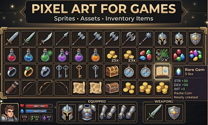create professional pixel art game assets and sprites