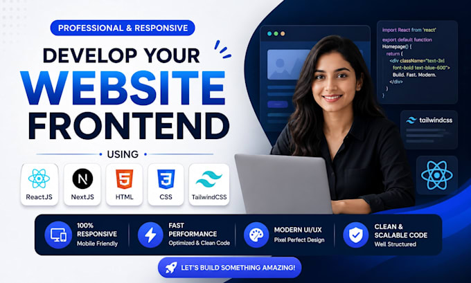 develop your website frontend using reactjs nextjs html CSS tailwindcss