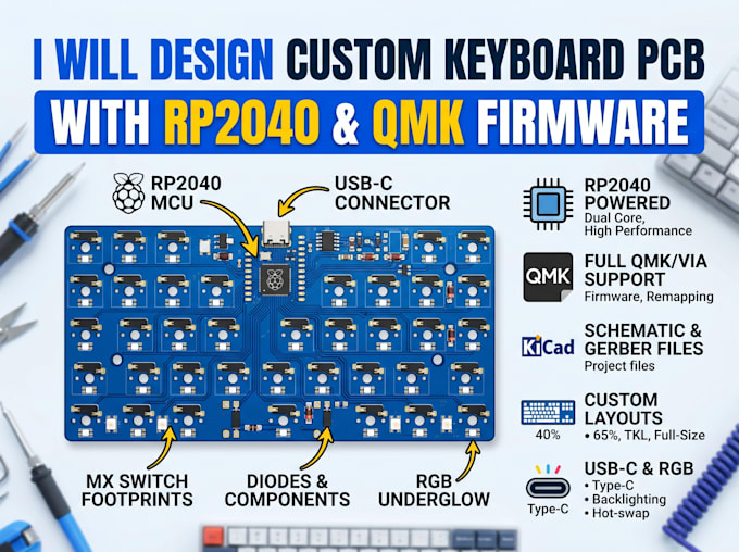 design custom keyboard pcb with rp2040 and qmk firmware