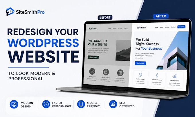 redesign your wordpress website to look modern professional with elementor pro