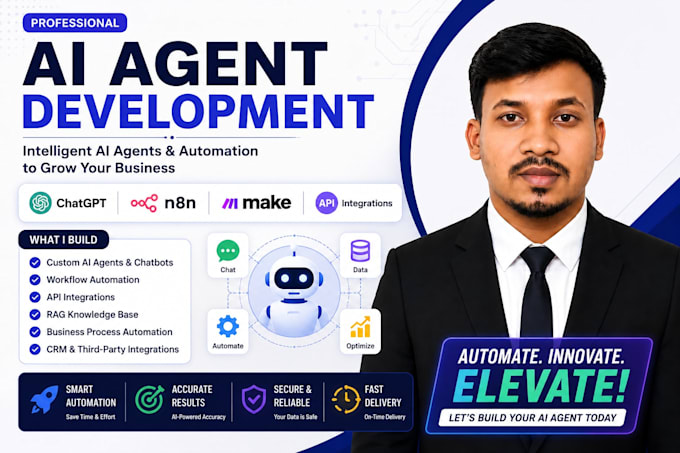 develop ai agents with chatgpt, n8n, make, and API integrations