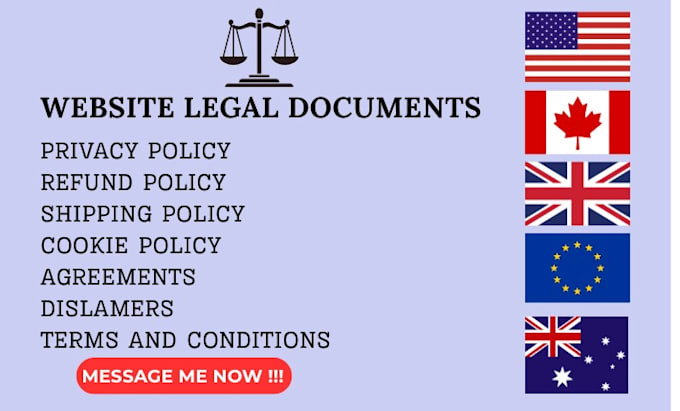 write privacy policy, terms and conditions, gdpr policy, cookie, disclaimer