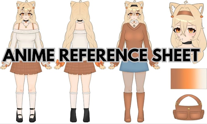 draw furry reference sheet, anime ref sheet, vrchat character reference sheet