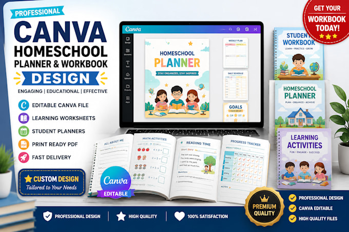 create canva homeschool planner ebook learning workbook for students