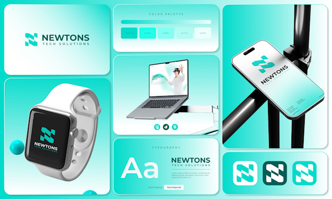 design modern tech startup and saas software logo and branding kit