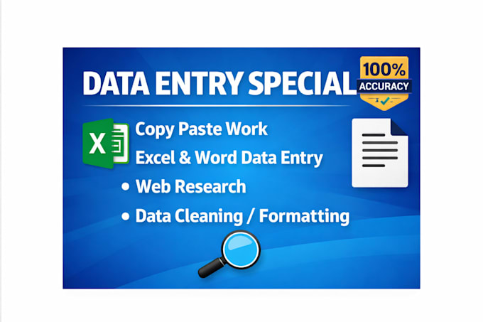 be your expert data entry, copy paste, and web research assistant
