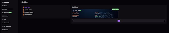 develop an ai crypto trading bot platform with admin dashboard