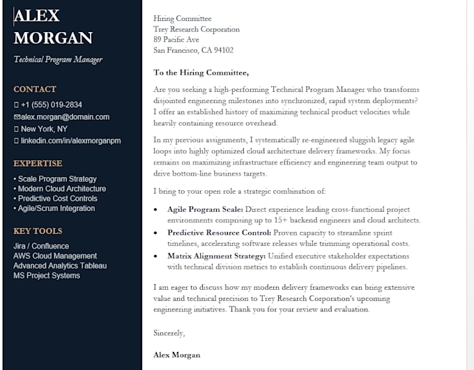 write and optimize an ats resume cover letter