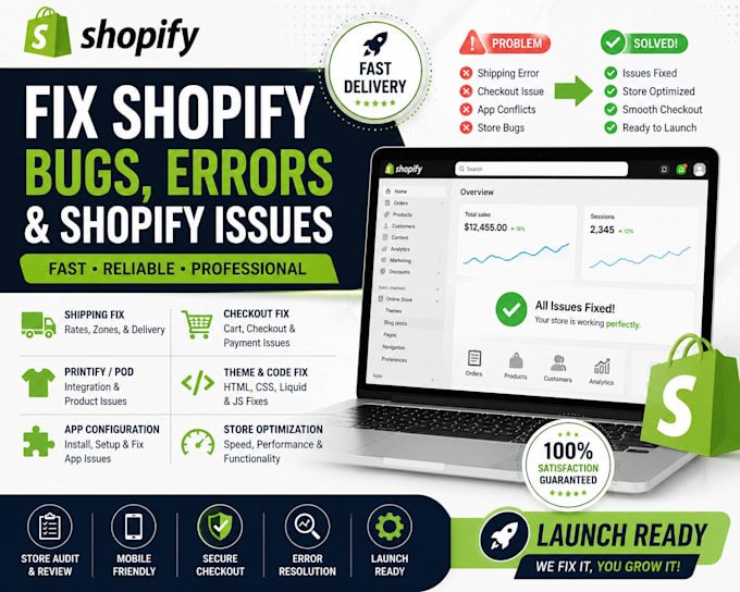 fix shopify store issues shopify shipping and shopify errors shopify bug fixing