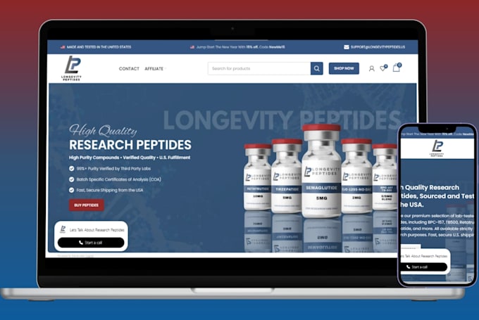 design supplement website peptide website supplement shopify store peptide store
