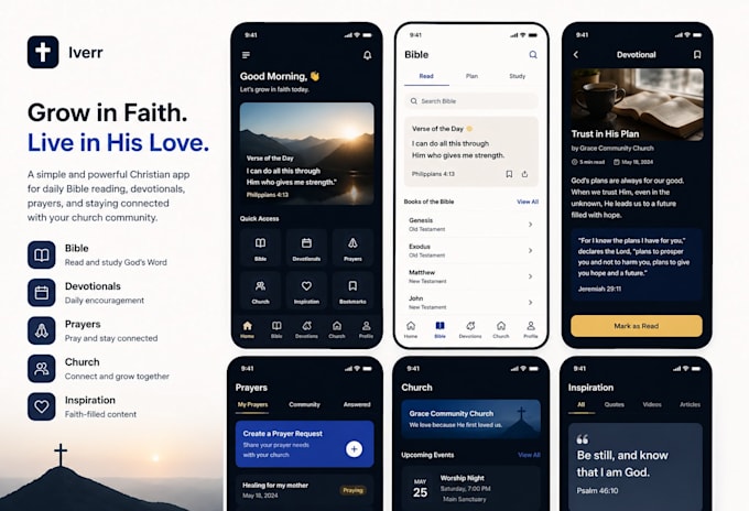 develop christian app, church app, bible app, devotional app, inspirational app