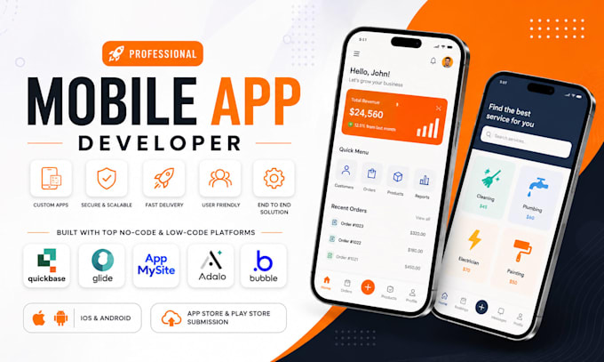 develop quickbase glide appmysite adalo bubble io IOS or andriod mobile app