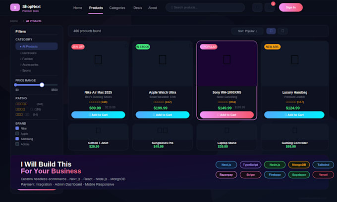 build a custom headless ecommerce website or application