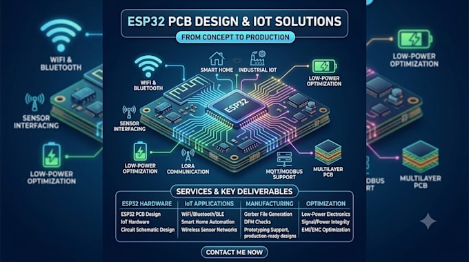 design esp32 iot pcb with wifi bluetooth firmware sensor integration pcb layout
