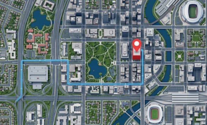 create business location map, office route map and map illustration