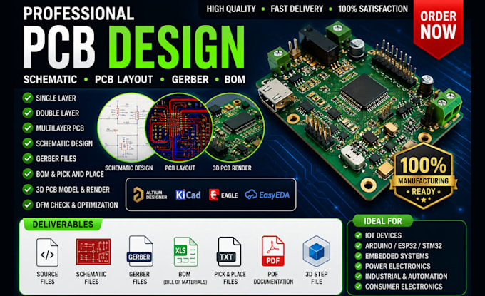 design pcb circuit pcb design schematics fabrication gerber and bom file