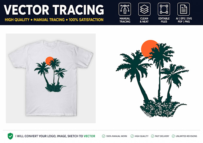 manually vector trace, redraw logo, image to vector in ai, eps, svg