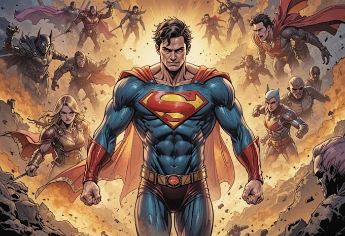 illustrate dynamic superhero comic art for you