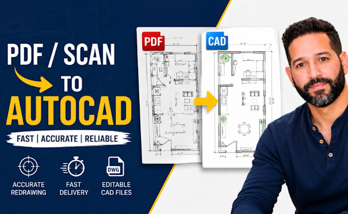 pdf to autocad conversion, scan to cad drafting, technical redrawing cad