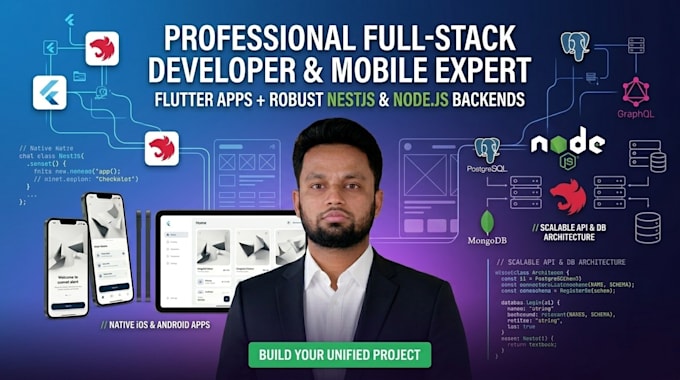 develop flutter apps for android and ios with backend