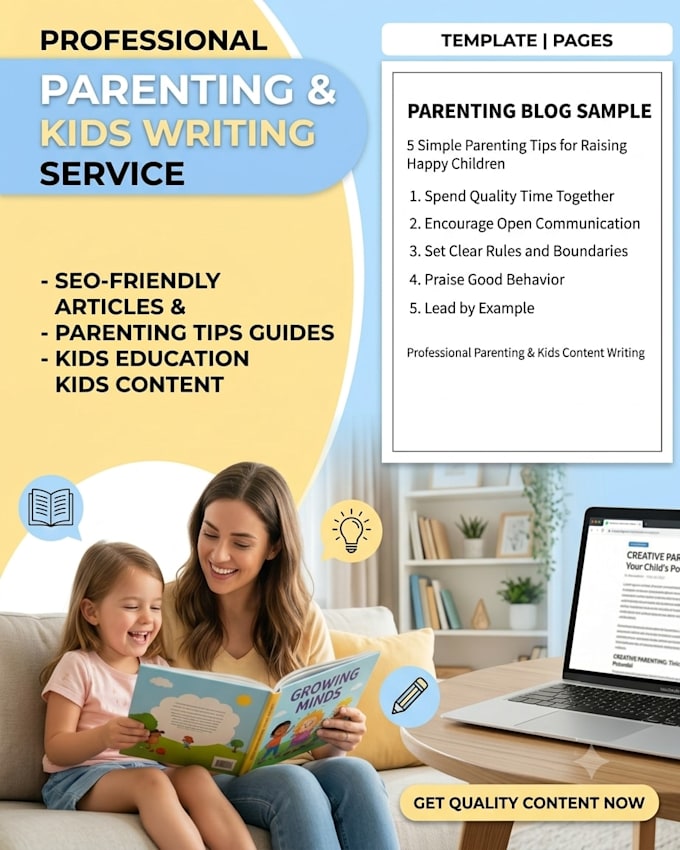 write blog posts and articles for parenting and kids website