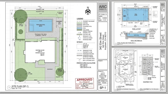 Pool Access Plan Example Create swimming pool permit plans, site plans and approval drawings by ...