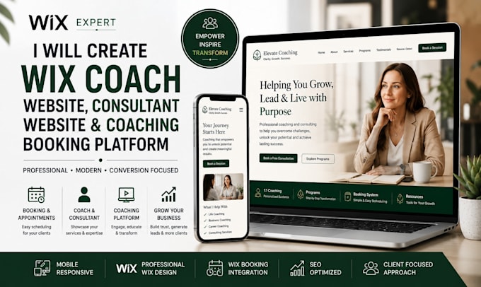 create wix coach website, consultant website and coaching booking platform