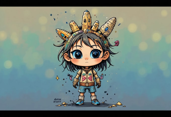 design a unique doodle style nft art, cartoon character,