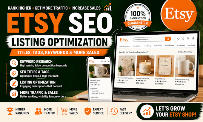 etsy SEO listing optimization with titles, tags and keywords