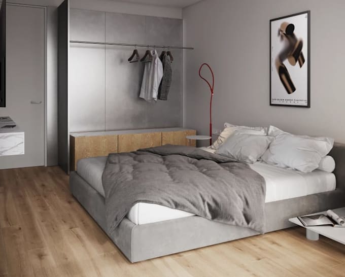 renovate old building to smart home apartment, floorplan design, interior render