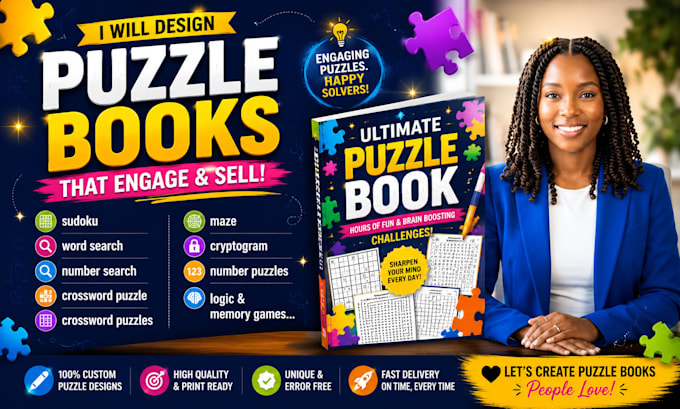 create a KDP book cover design KDP book editing and formatting puzzle book