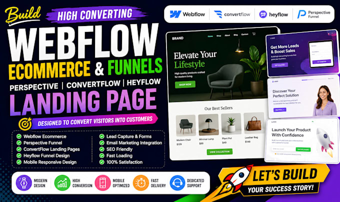 build webflow ecommerce perspective funnels convertflow heyflow landing page