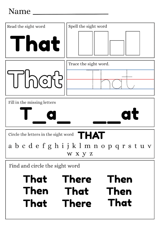 create printable sight word worksheets for kids