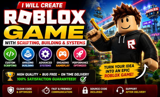 create a roblox game with scripting, building and systems