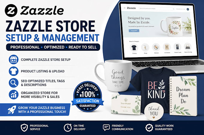 create a professional zazzle store and upload your custom products