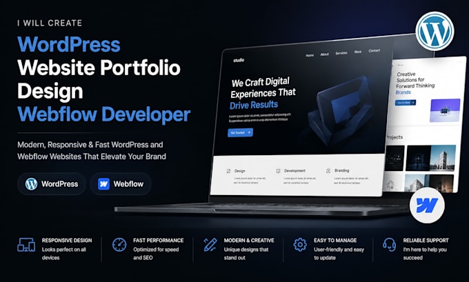 create wordpress website portfolio design  webflow developer