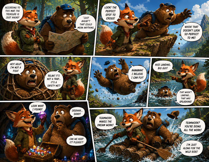 create colorful comic book illustrations and comic pages