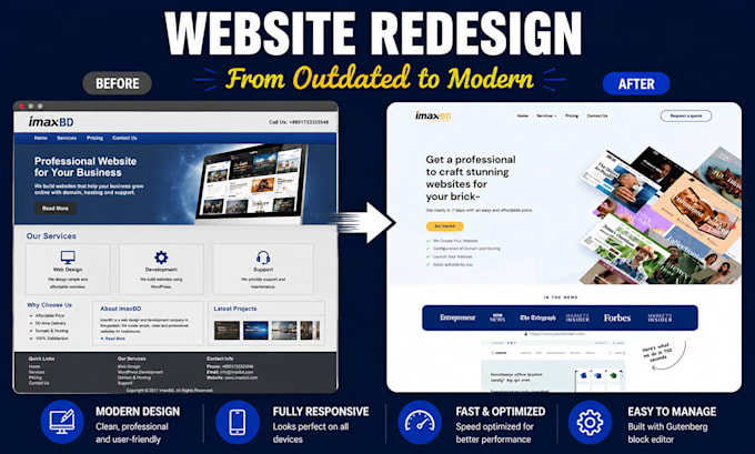 redesign and rebuild your slow wordpress site into a fast gutenberg website