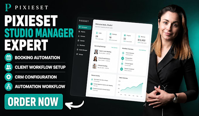 fix and setup your pixieset studio manager booking calendar workflow automation