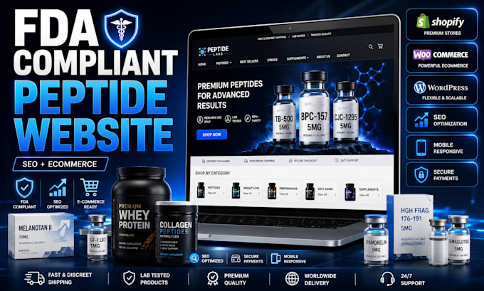 build fda compliant peptide website supplement ecommerce seo store error fix