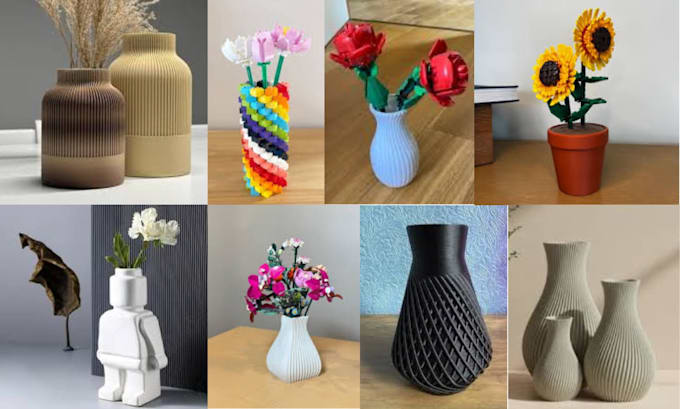design custom 3d vase model, flower vase, 3d printable vase, decor vase model