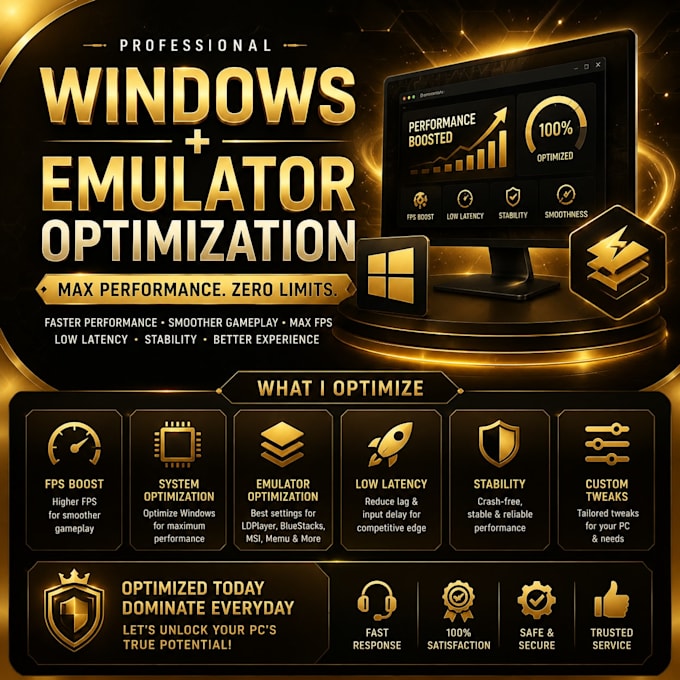 professionally optimize ldplayer, bluestacks, msi, and gameloop