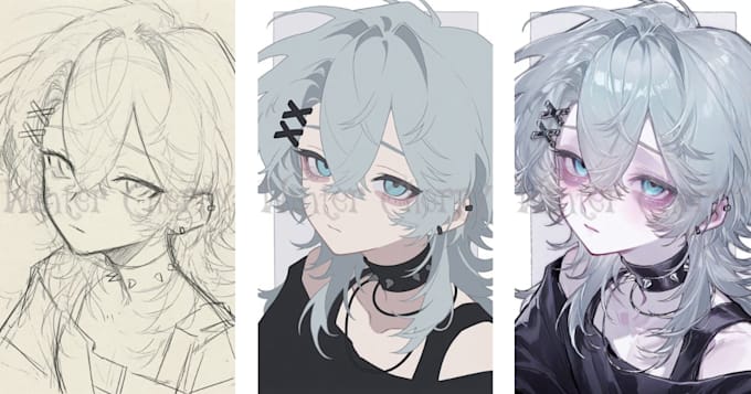 draw a custom anime oc or character headshot portrait