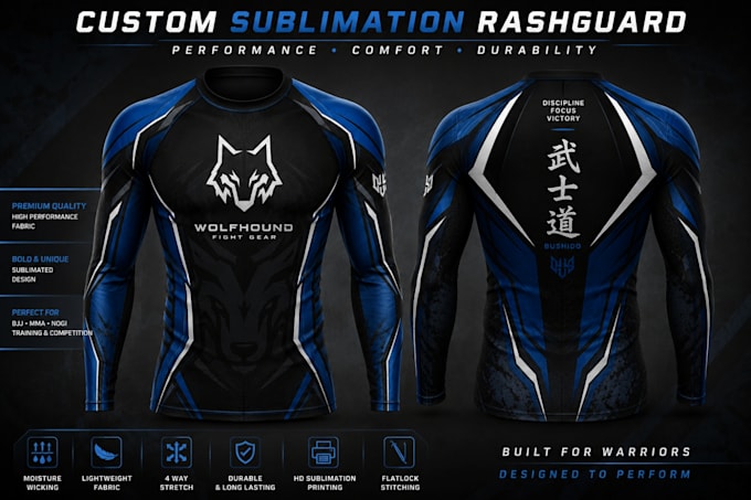 create custom rash guard design for sublimation